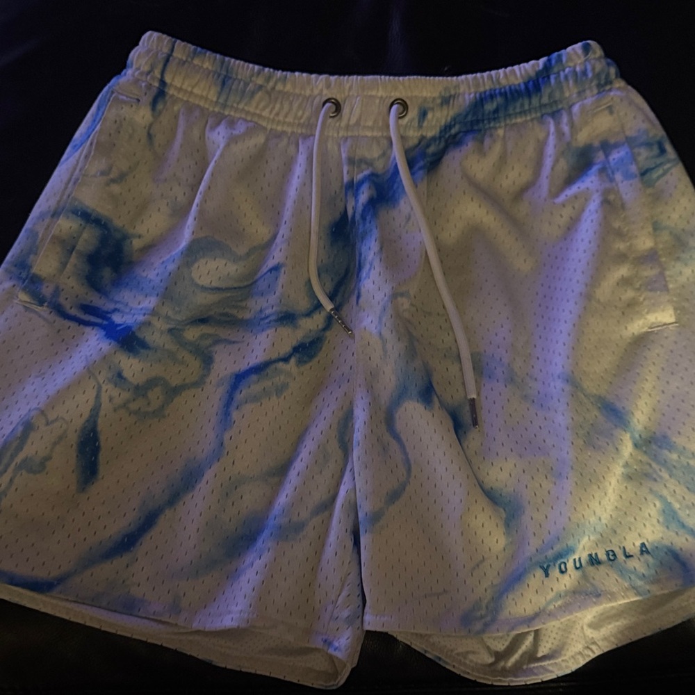 Blue Tie-Dye Athletic Shorts